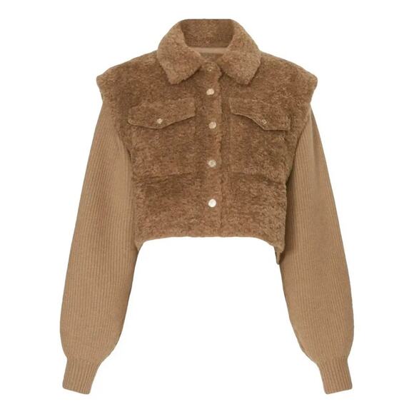 NEW NWT Maje Belia Sherpa Teddy Jacket size 40 - Picture 1 of 8